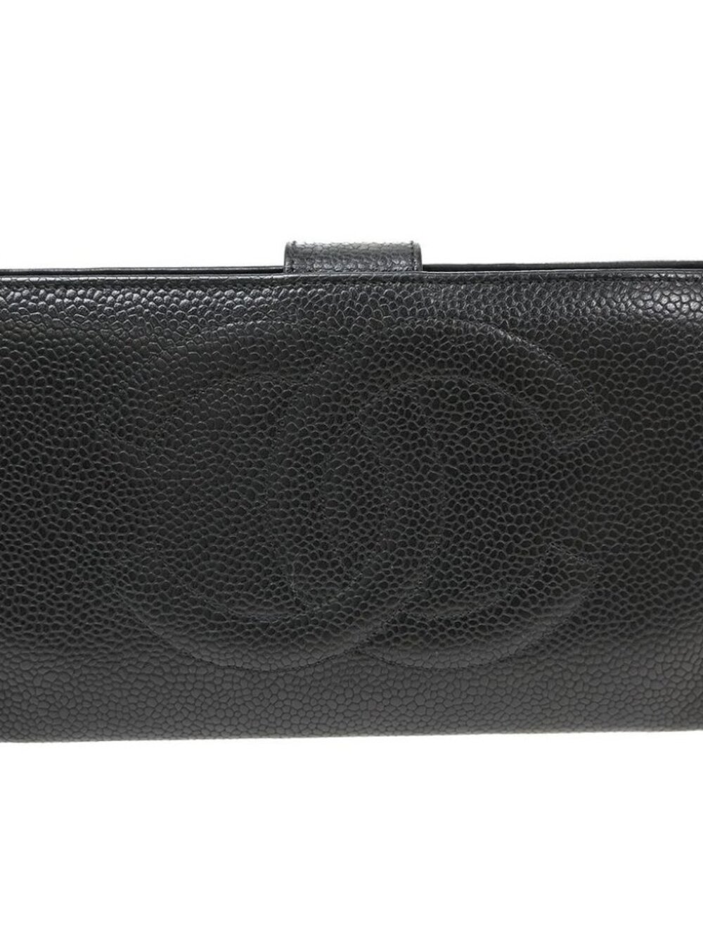 Chanel Long Bifold Wallet Purse Black Calfskin